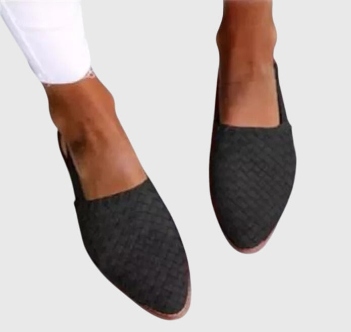 Meliselle | Women’s Woven Slingback Flats – Pointed Toe, Adjustable Strap, Flat Sole