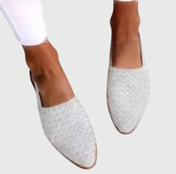 Meliselle | Women’s Woven Slingback Flats – Pointed Toe, Adjustable Strap, Flat Sole