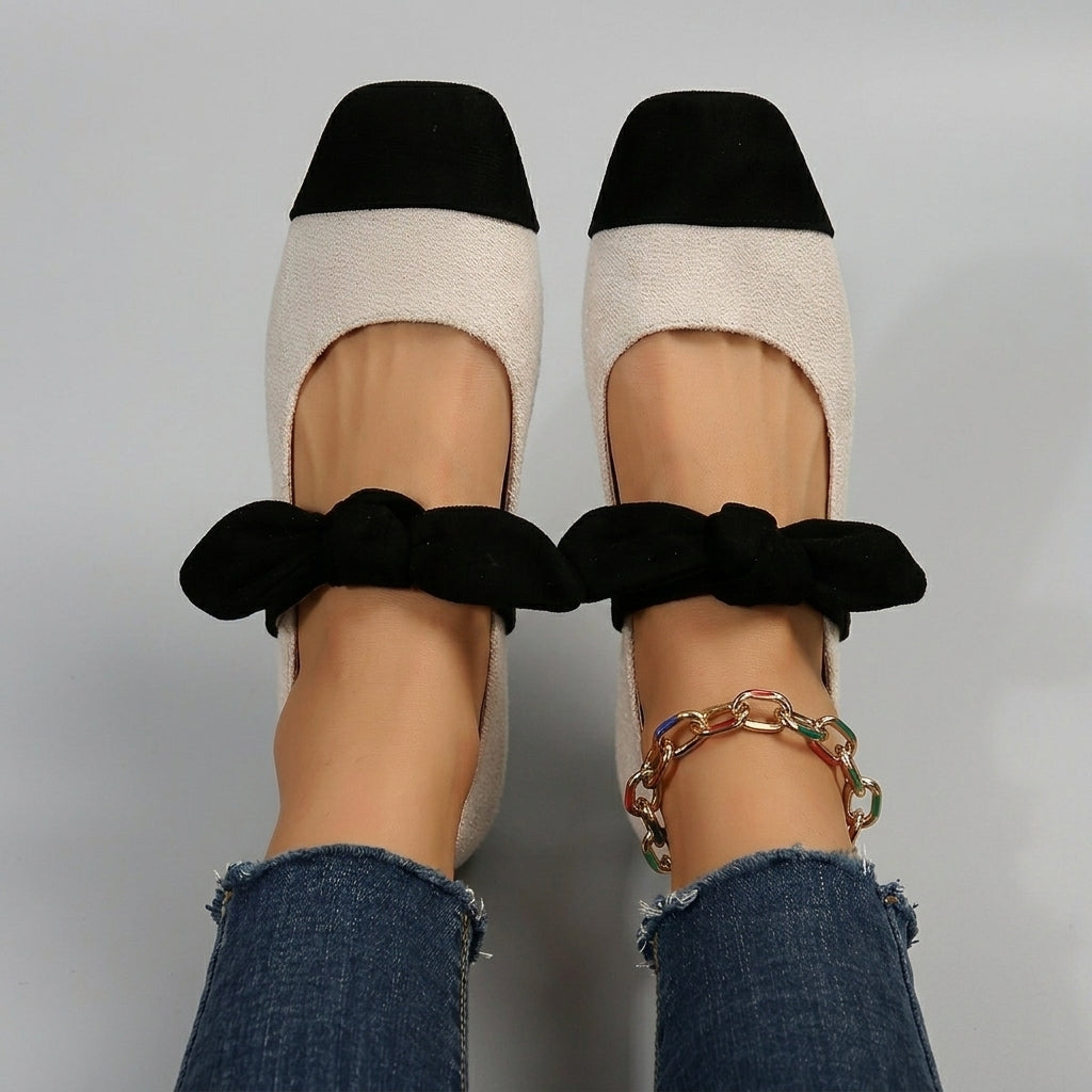 Aria | Women’s Elegant Flat Shoes – Slip-On Fabric Flats with Bow Detail