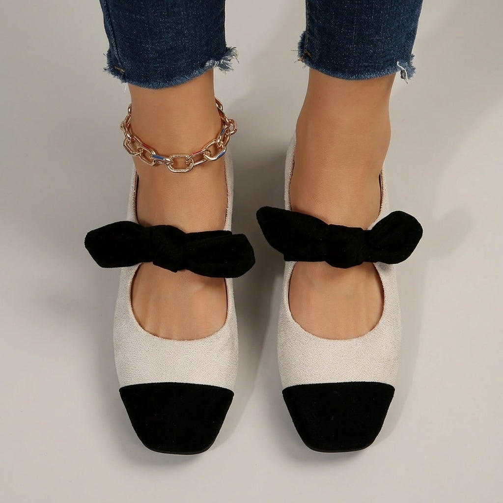 Aria | Women’s Elegant Flat Shoes – Slip-On Fabric Flats with Bow Detail