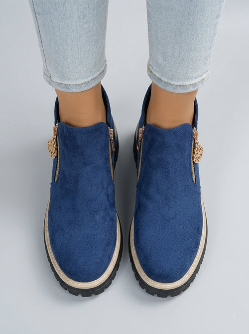 Alora | Women’s Chelsea Ankle Boots – Solid Color Platform Boots with Double Zipper