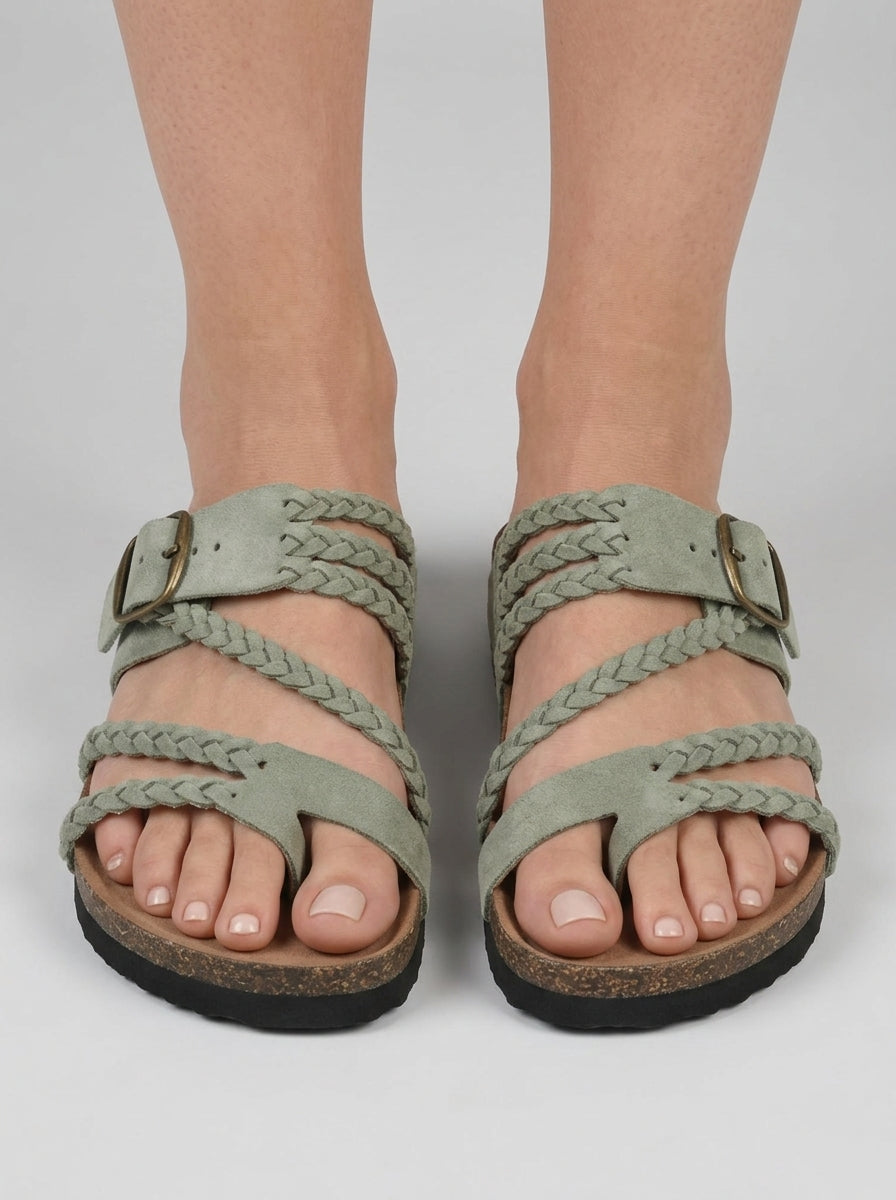 Lavinia | Women's Flat Sandals – Braided Design, Adjustable Buckle & Comfort