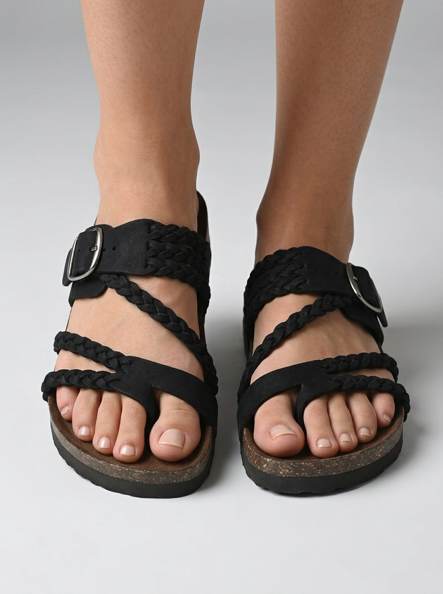 Lavinia | Women's Flat Sandals – Braided Design, Adjustable Buckle & Comfort