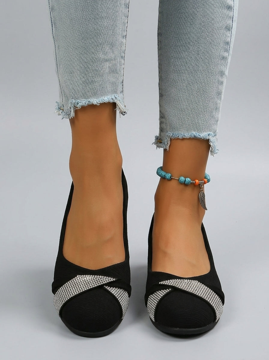Emberly | Women’s Glitter Slip-On Flats – Sparkly Closed-Toe Shoes