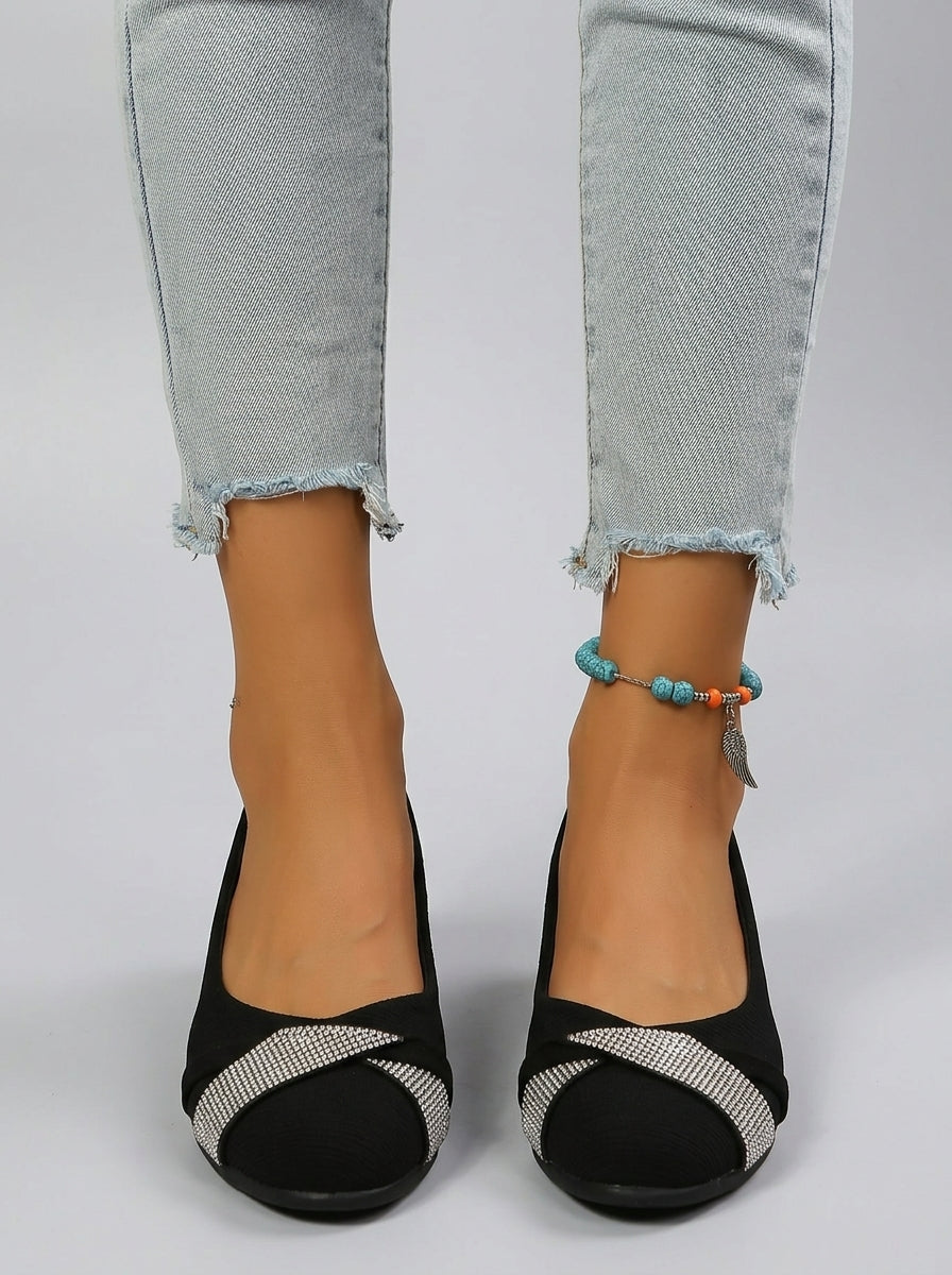 Emberly | Women’s Glitter Slip-On Flats – Sparkly Closed-Toe Shoes
