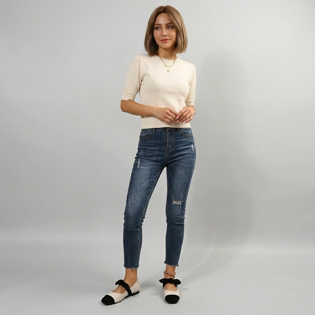 Aria | Women’s Elegant Flat Shoes – Slip-On Fabric Flats with Bow Detail