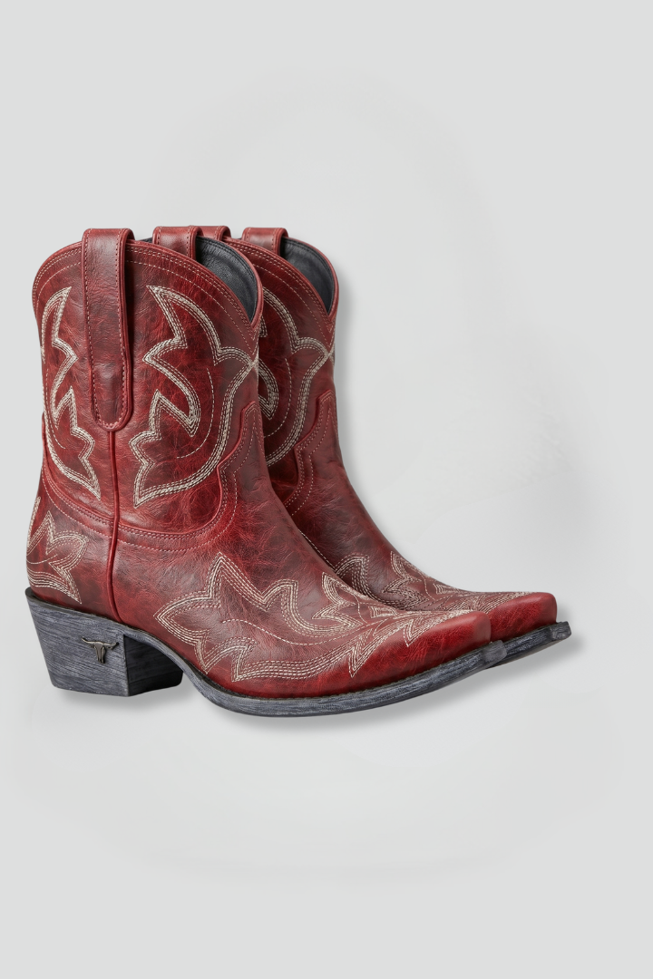 Lunaria | Women’s Western Cowboy Boots – Embroidered Leather, Pointed Toe, Mid-Calf