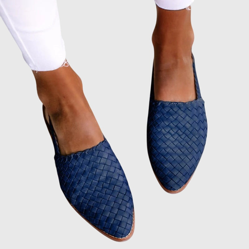 Meliselle | Women’s Woven Slingback Flats – Pointed Toe, Adjustable Strap, Flat Sole