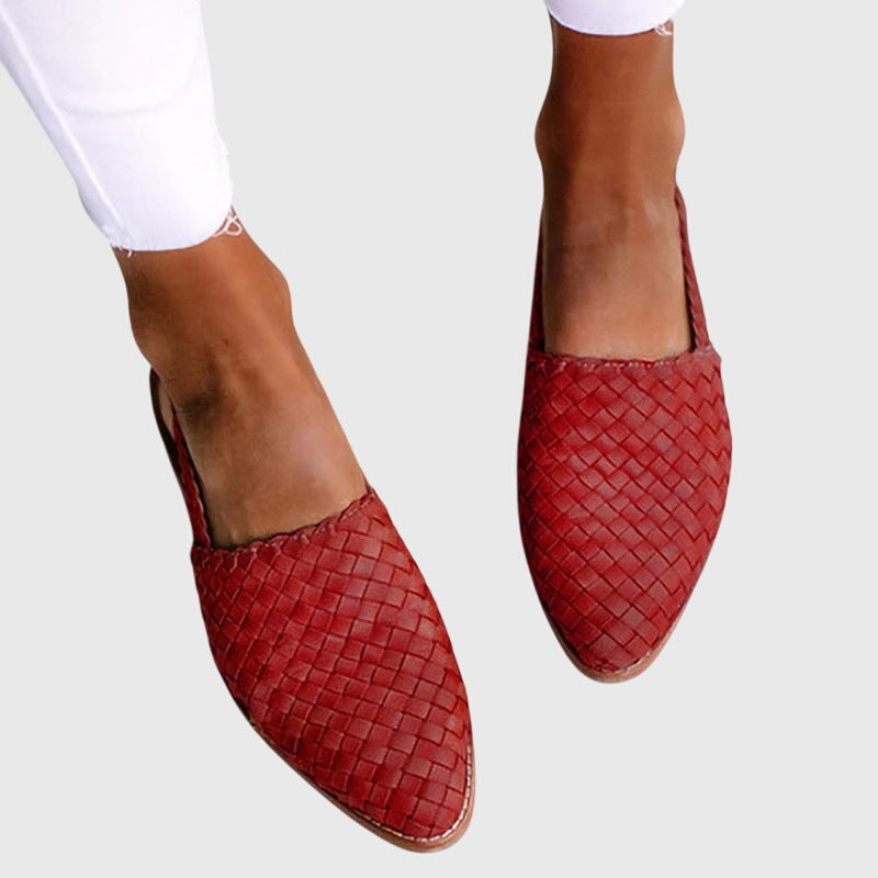 Meliselle | Women’s Woven Slingback Flats – Pointed Toe, Adjustable Strap, Flat Sole